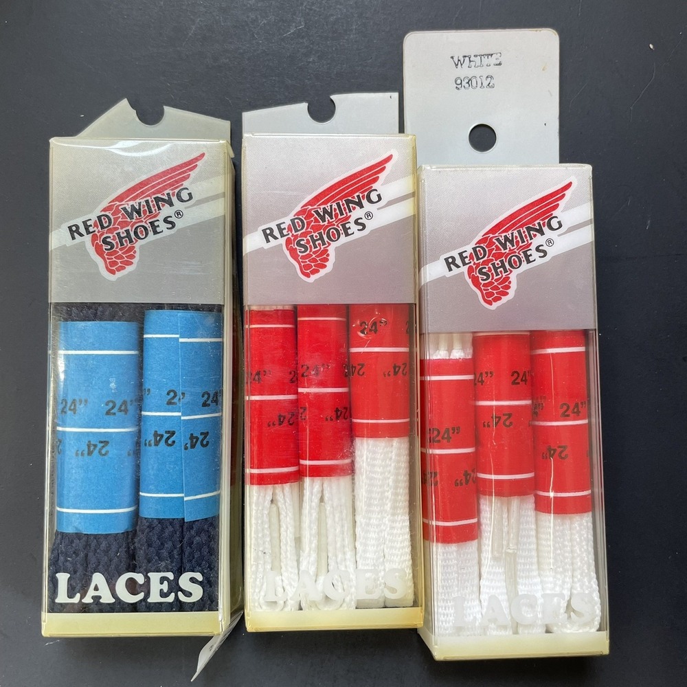 VINTAGE NEW OLD STOCK RED WING 3 PACKS of 3 BOOT SHOELACES WHITE 24 in !2